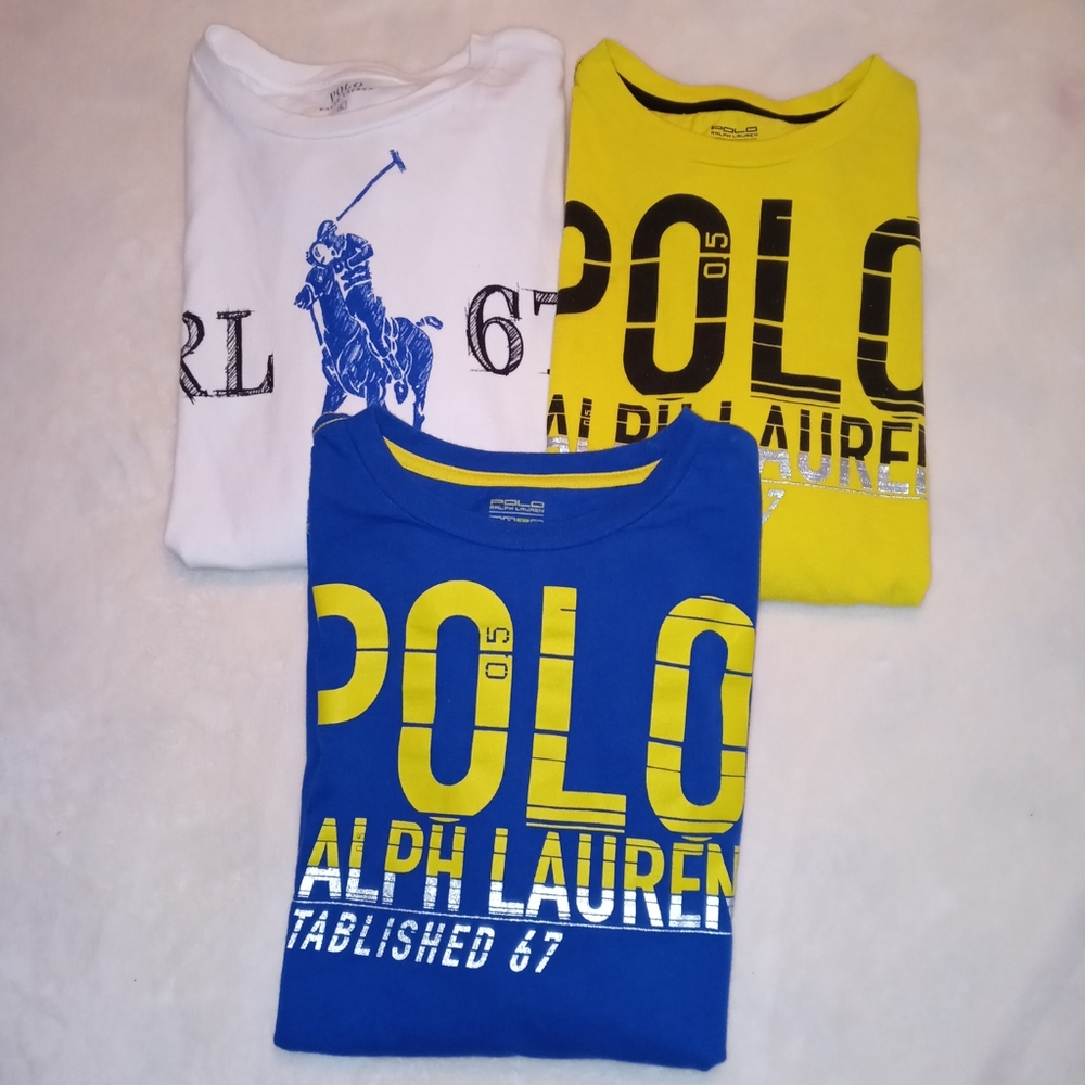Lot of 3 Boys Large 18-20 Ralph Lauren Long Sleeve Shirts